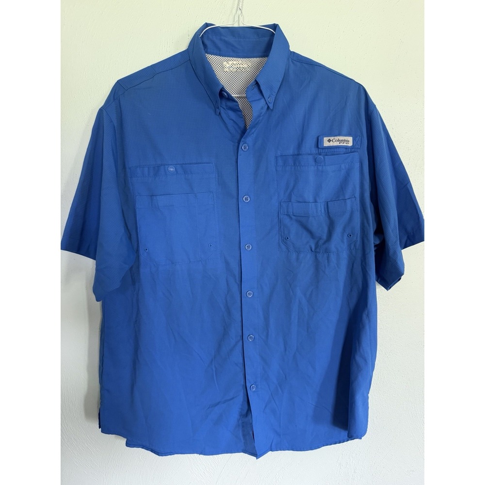 Columbia PFG Tamiami II short-sleeve fishing shirt dual chest pockets mesh line